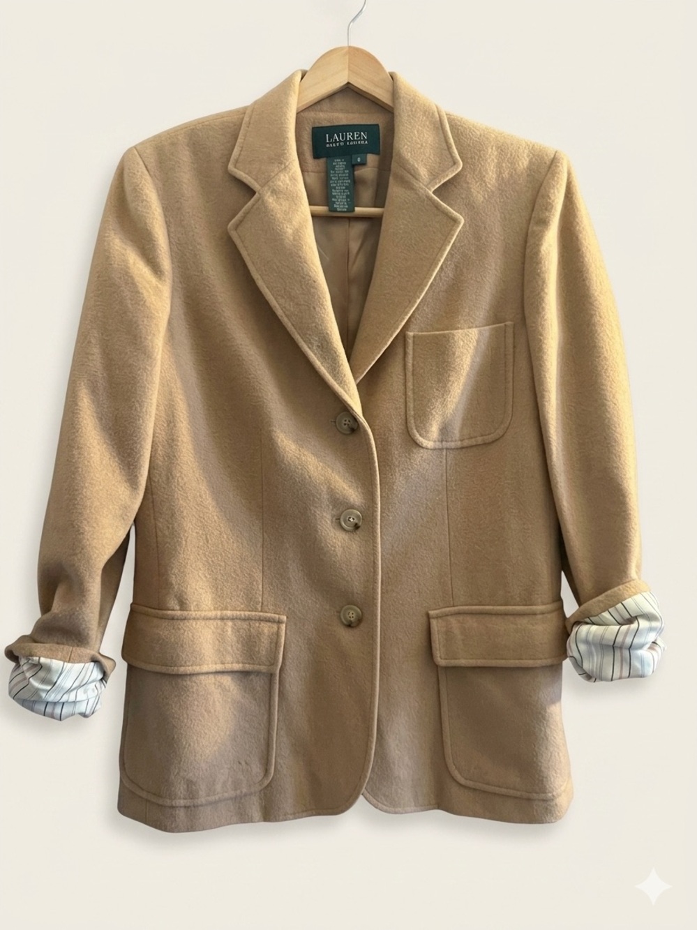 SZ 6 VINTAGE RALPH LAUREN CAMEL HAIR BLAZER preppy classic